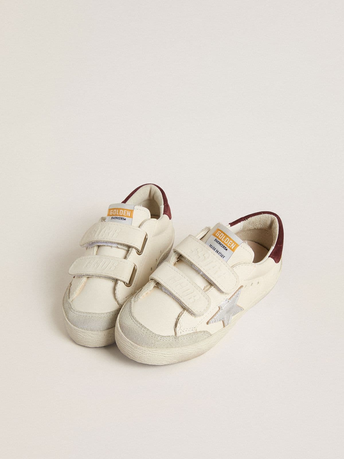 Junior Old School with silver metallic leather star and purple suede heel tab