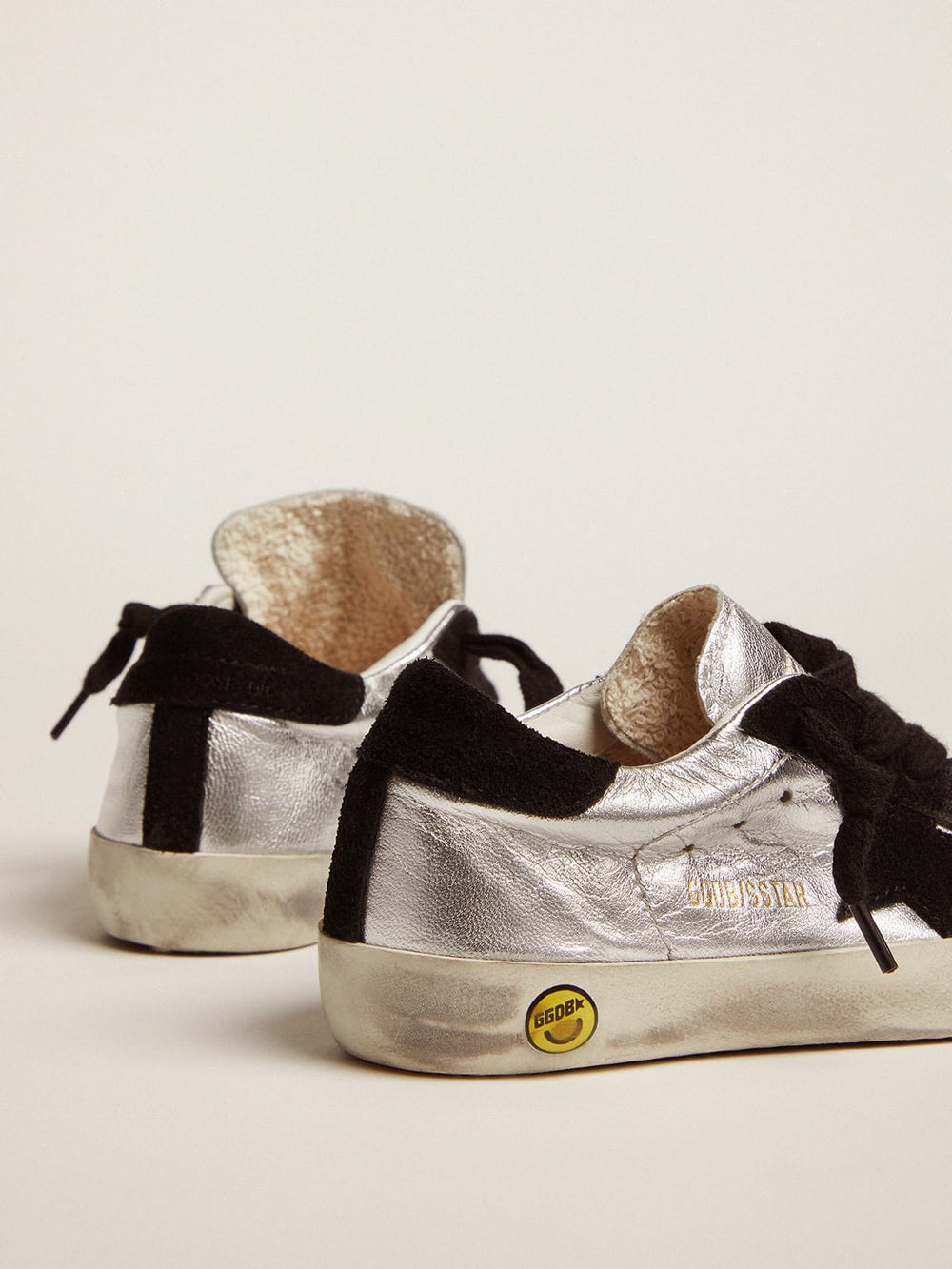 Super-Star sneakers in silver leather with suede inserts