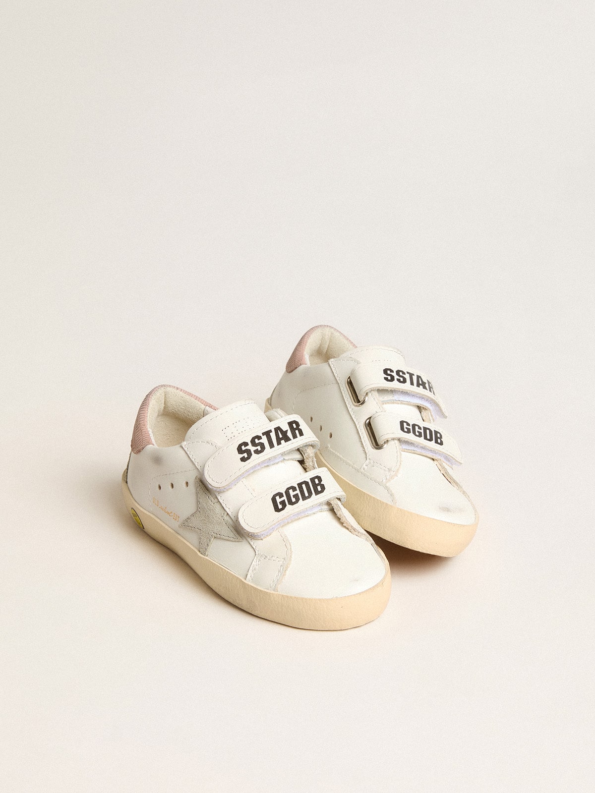 Young Old School in leather with gray suede star and old rose heel tab