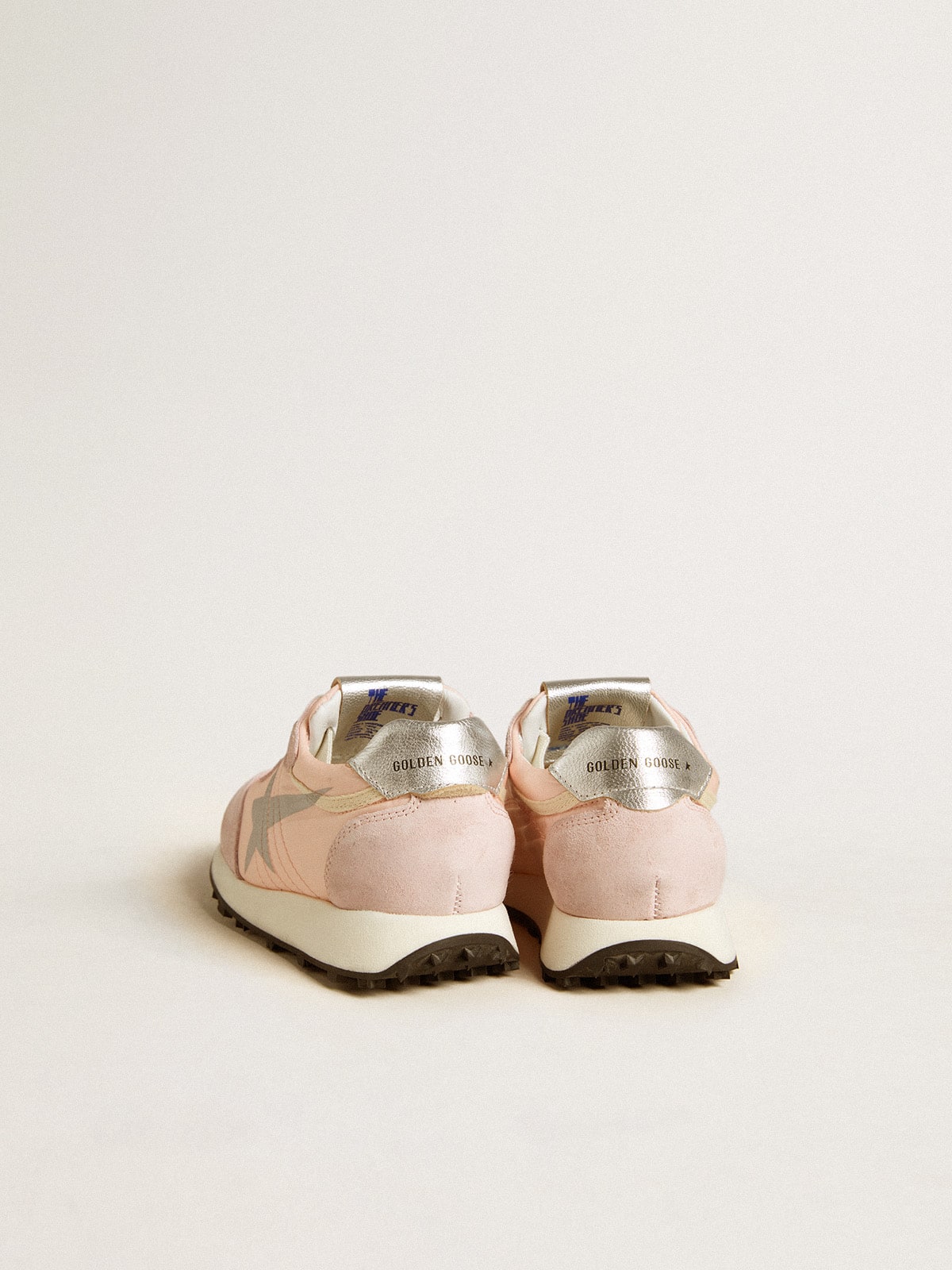 Marathon Young in pink nylon with printed star and leather heel tab
