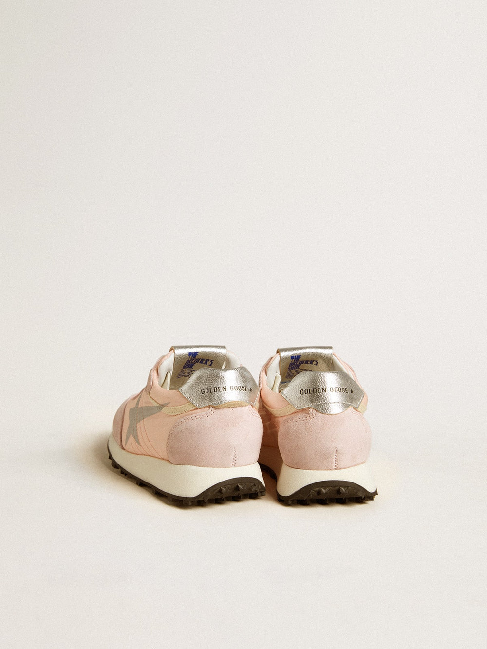 Marathon Young in pink nylon with printed star and leather heel tab