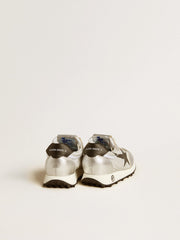 Marathon Young in silver nylon with black star and leather heel tab