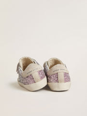 Young Old School in silver and pink glitter with white leather star