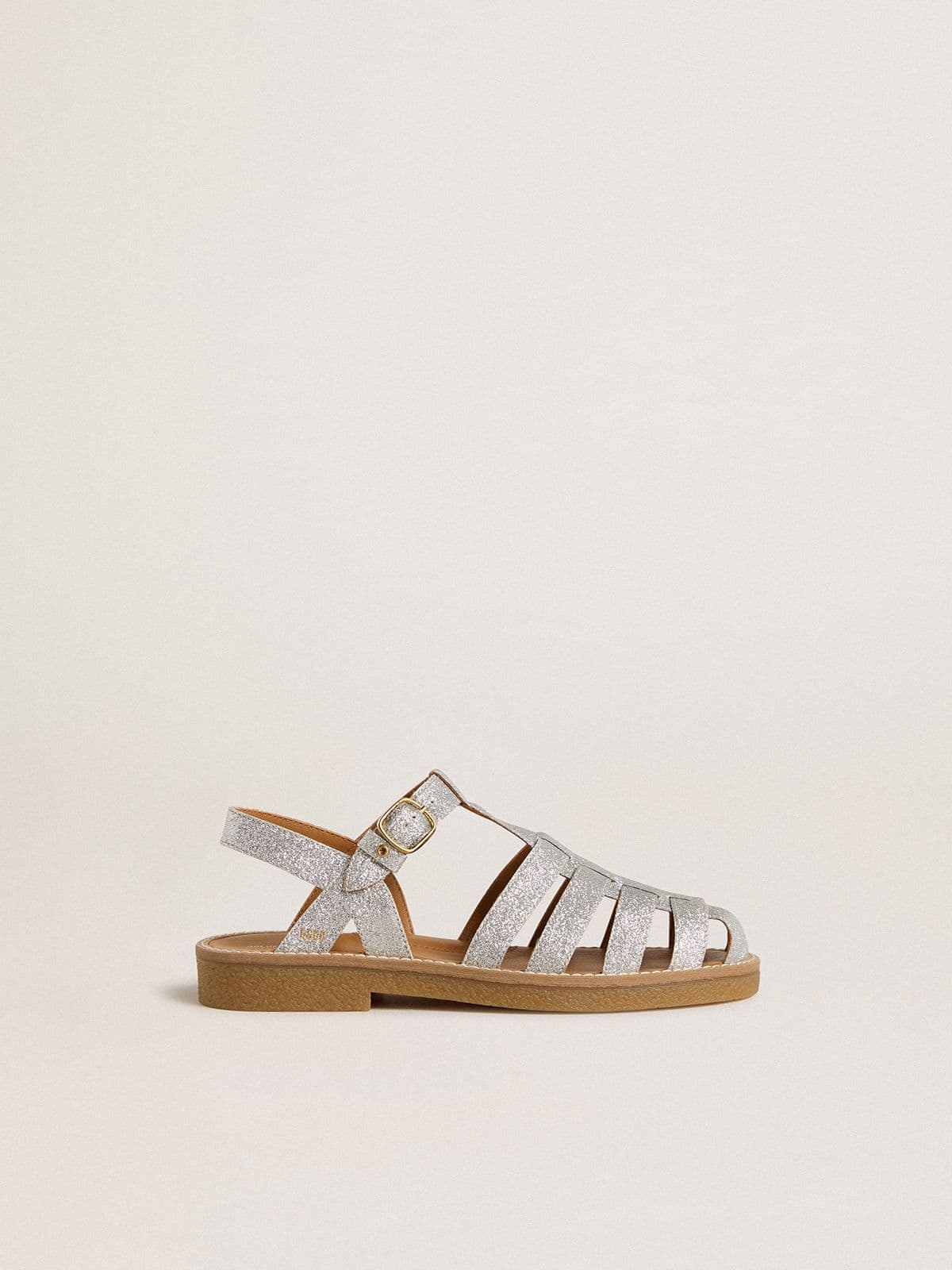 Maxime Junior sandals in silver micro-glitter
