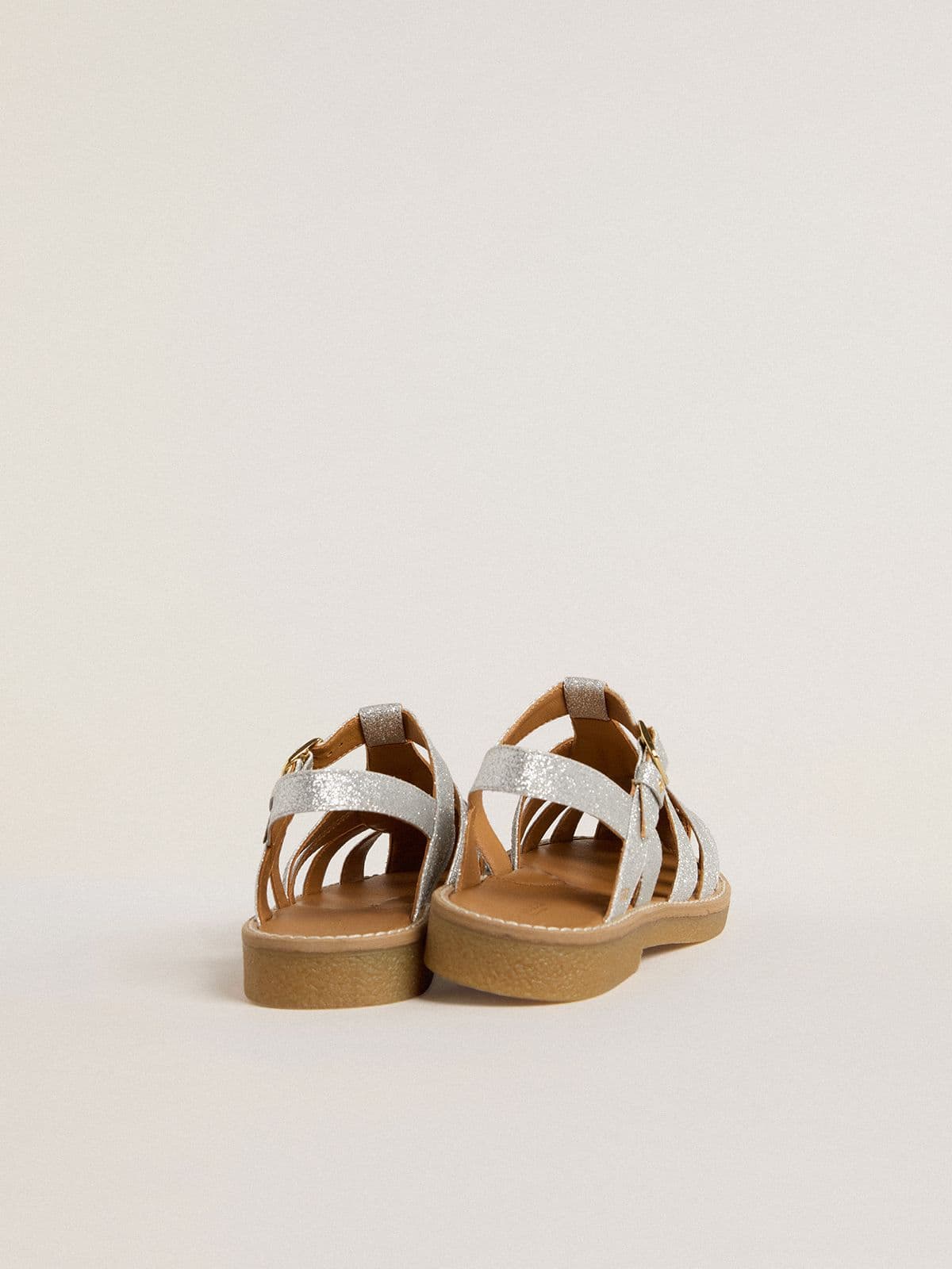 Maxime Junior sandals in silver micro-glitter