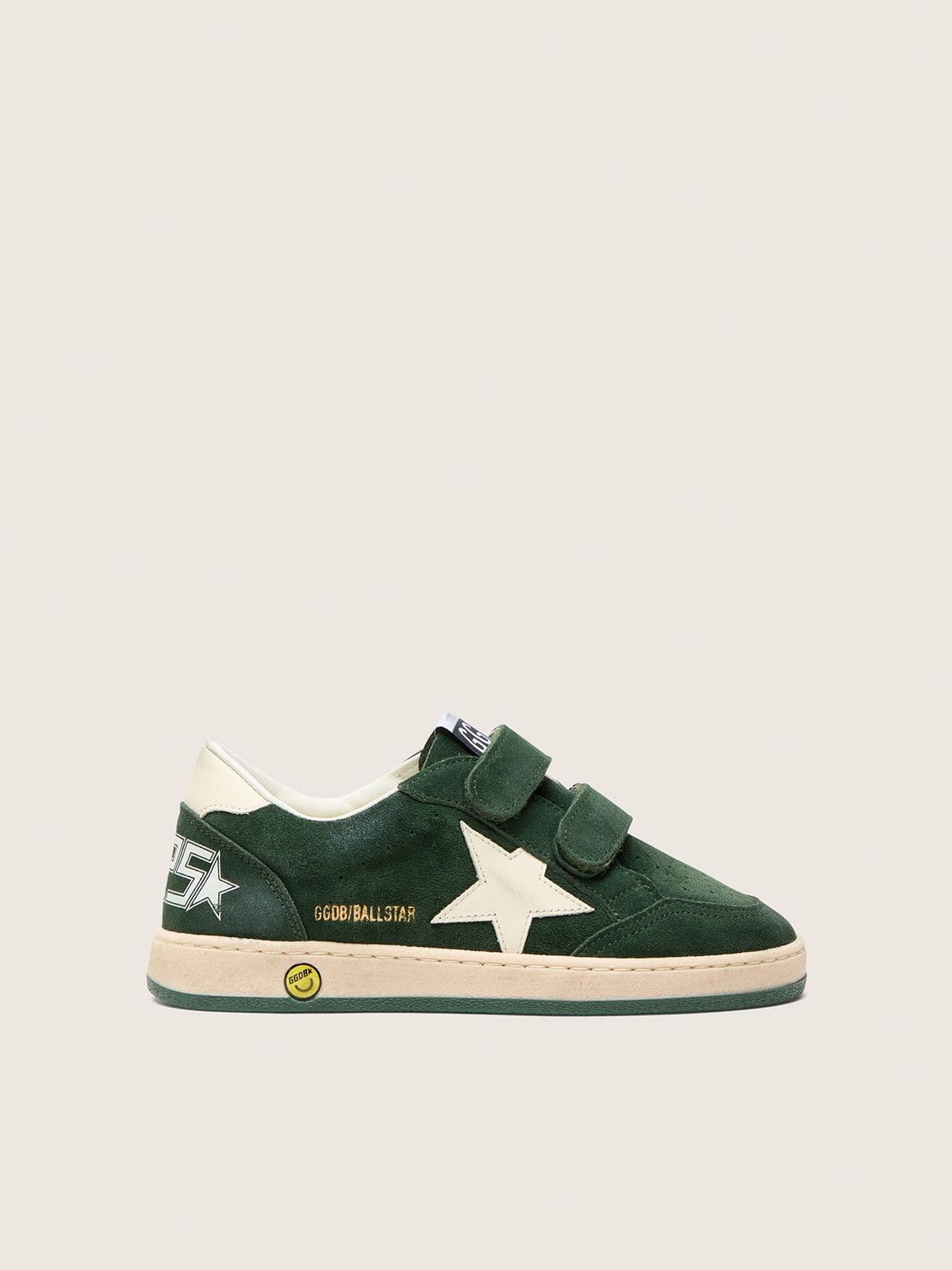 Young Ball Star in forest-green suede with cream leather star and heel tab