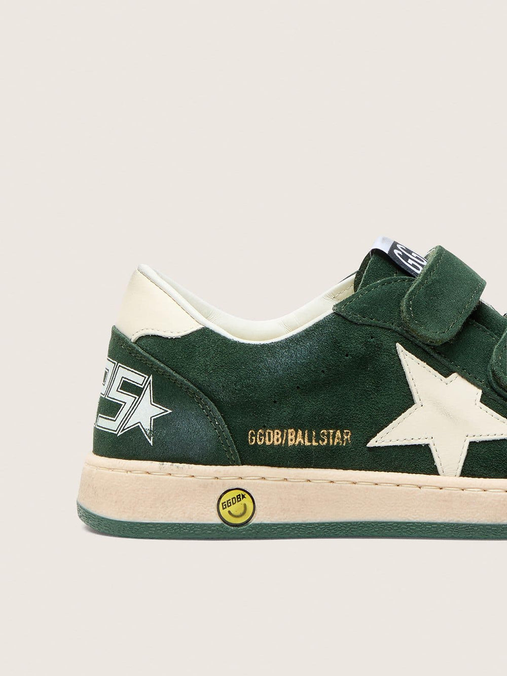 Young Ball Star in forest-green suede with cream leather star and heel tab
