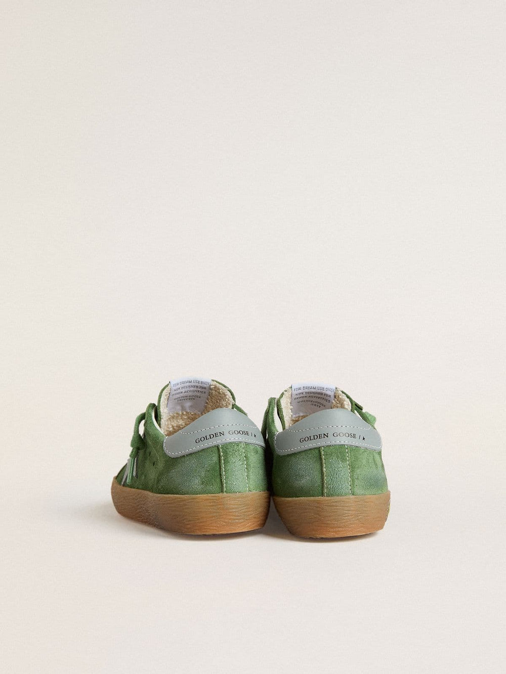 Junior Super-Star in green suede with baby blue star and heel tab