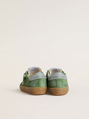 Junior Super-Star in green suede with baby blue star and heel tab