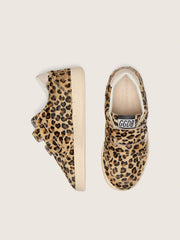 Young Ball Star in leopard-print pony skin with pink leather star and heel tab