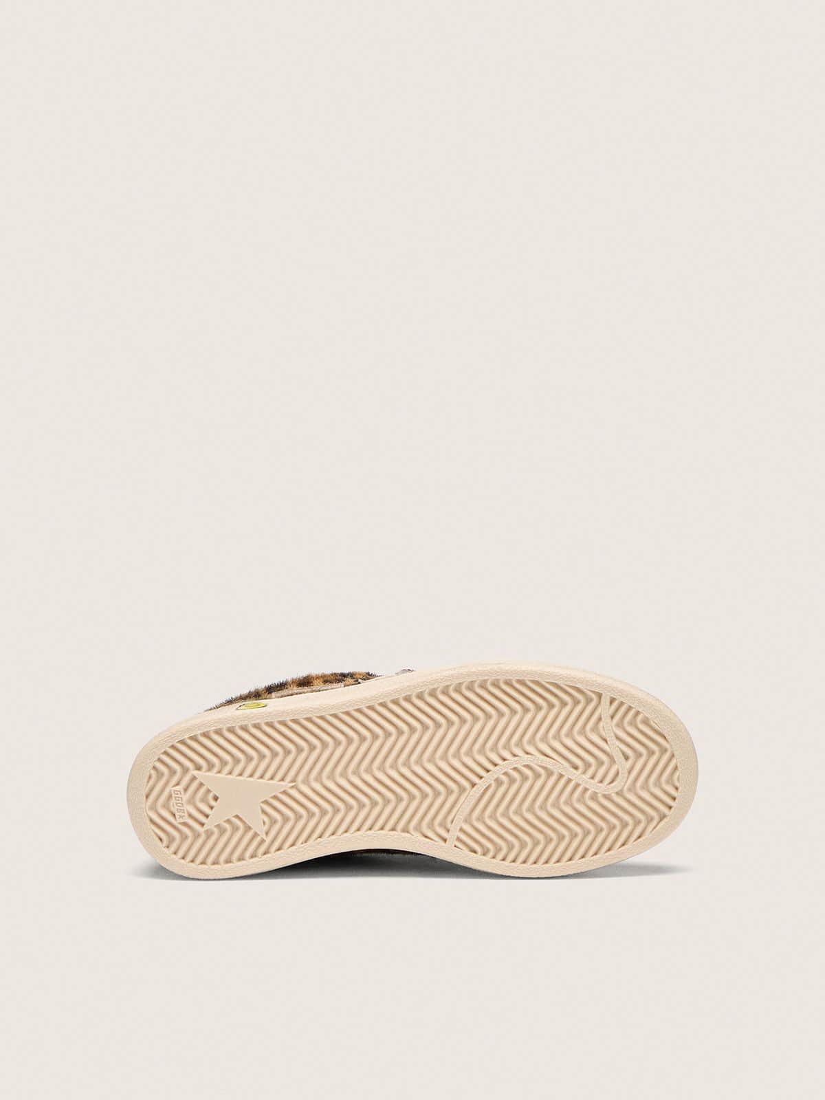 Young Ball Star in leopard-print pony skin with pink leather star and heel tab