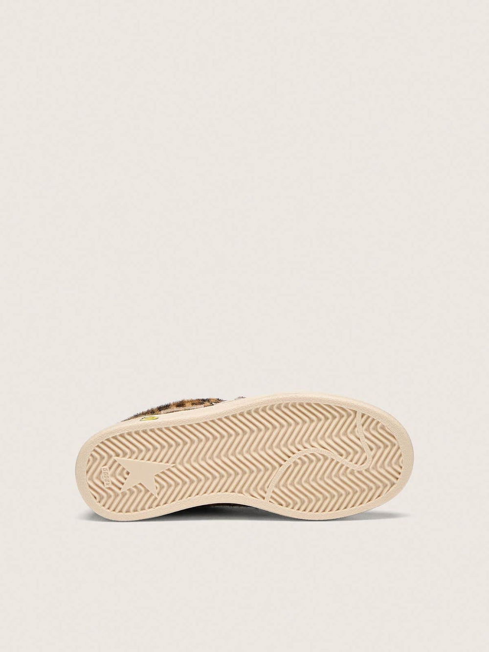 Young Ball Star in leopard-print pony skin with pink leather star and heel tab