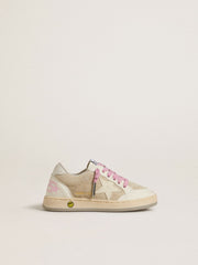 Young Ball Star in pearl suede with leather star and heel tab