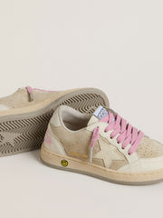 Young Ball Star in pearl suede with leather star and heel tab