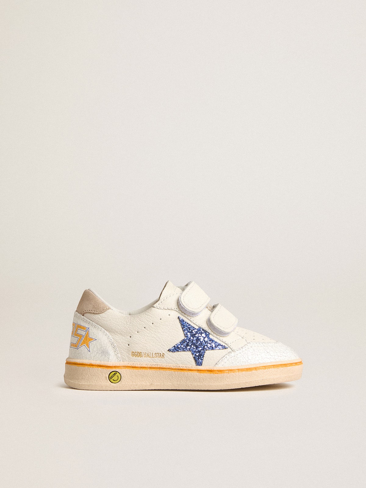 Young Ball Star with blue glitter star and beige suede heel tab
