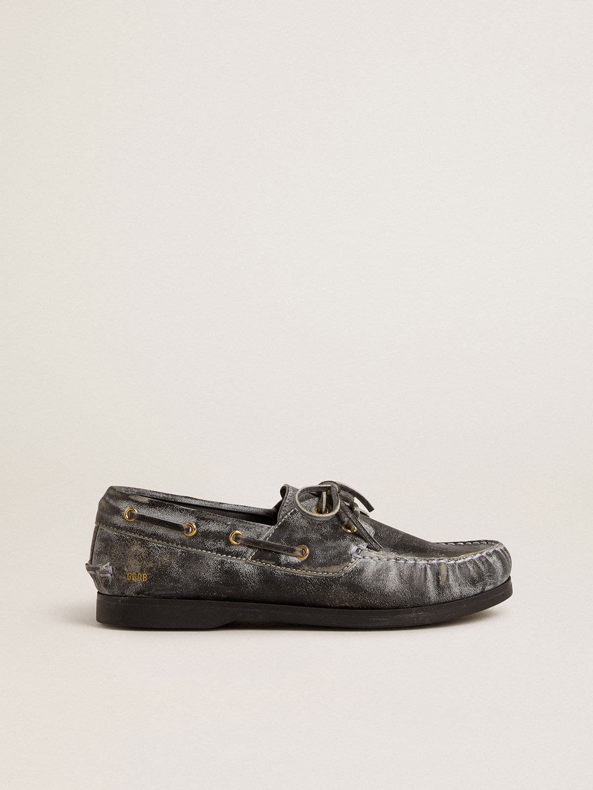 Cruise Teen loafer in distressed-effect black leather