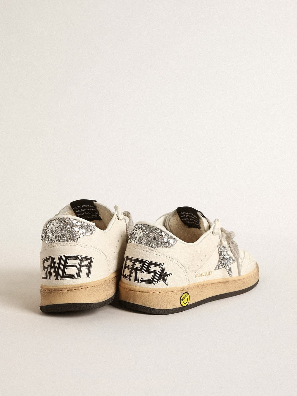 Ball Star Young in nappa with silver glitter star and heel tab