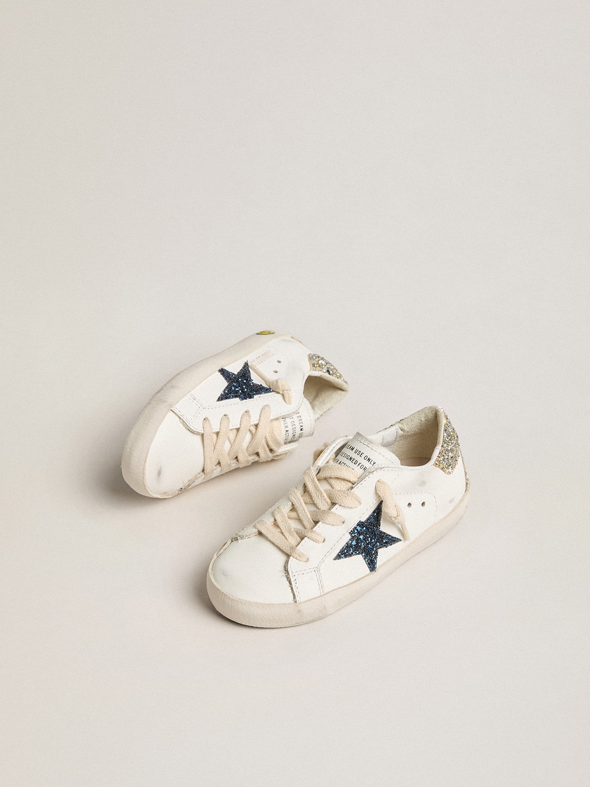 Young Super-Star in leather with glitter star and heel tab