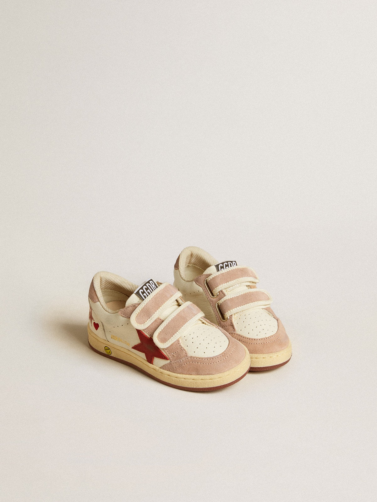 Ball Star Teen in nappa and suede with red star and red embroidered heart