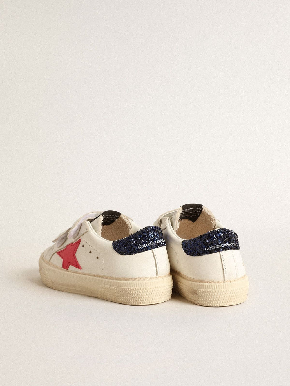 May Teen with fuchsia leather star and blue glitter heel tab