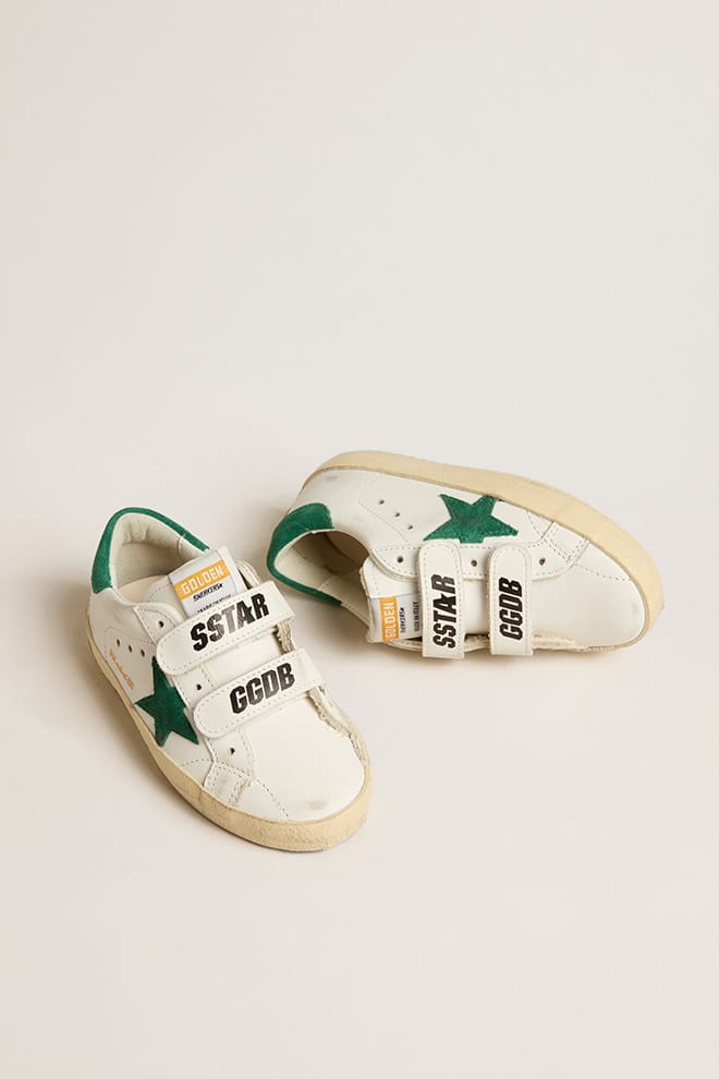 Old School Teen with green suede star and heel tab