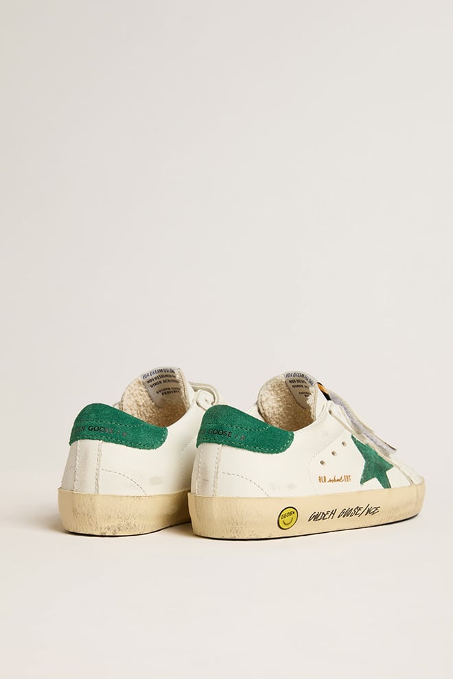 Old School Teen with green suede star and heel tab