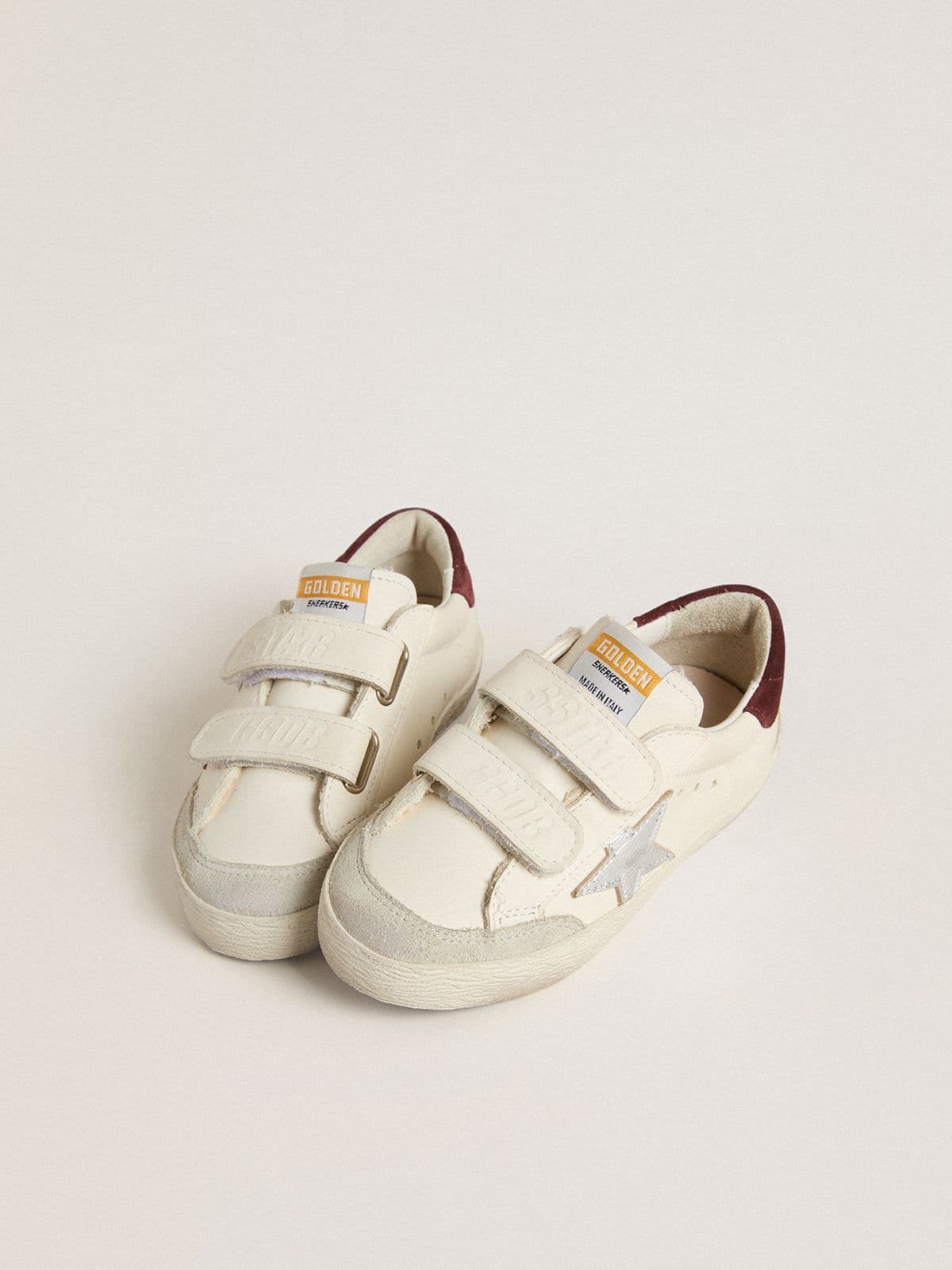 Teen Old School with silver metallic leather star and purple suede heel tab