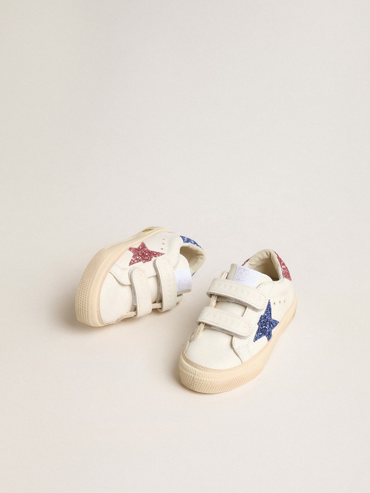 Young May School in leather with glitter star and heel tab