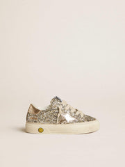 May Teen in platinum glitter with gold leather star and heel tab