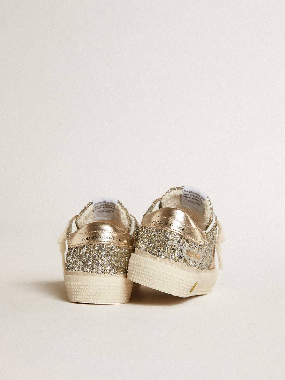 May Teen in platinum glitter with gold leather star and heel tab