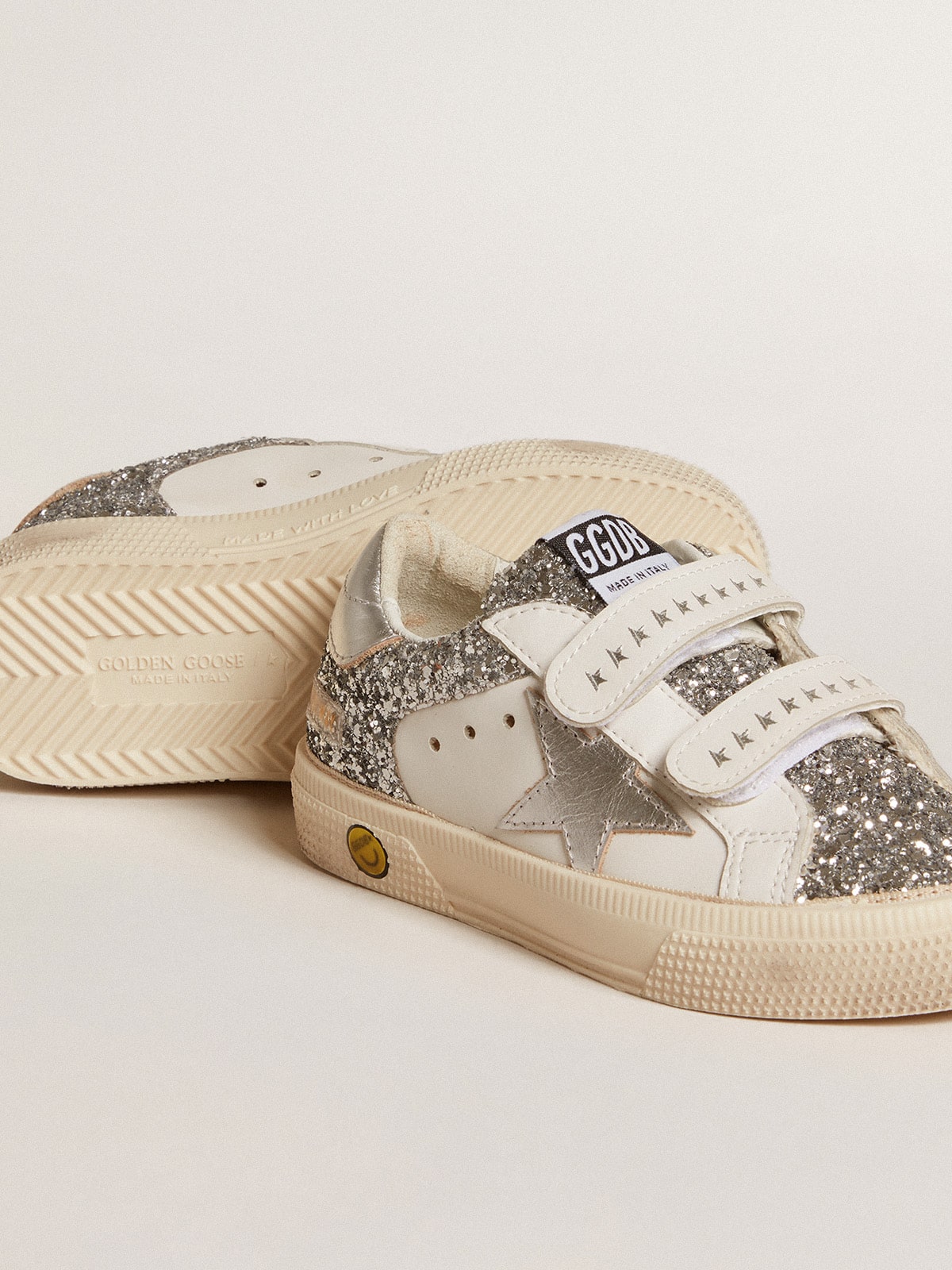 Bio-based May Teen in glitter with silver star and heel tab