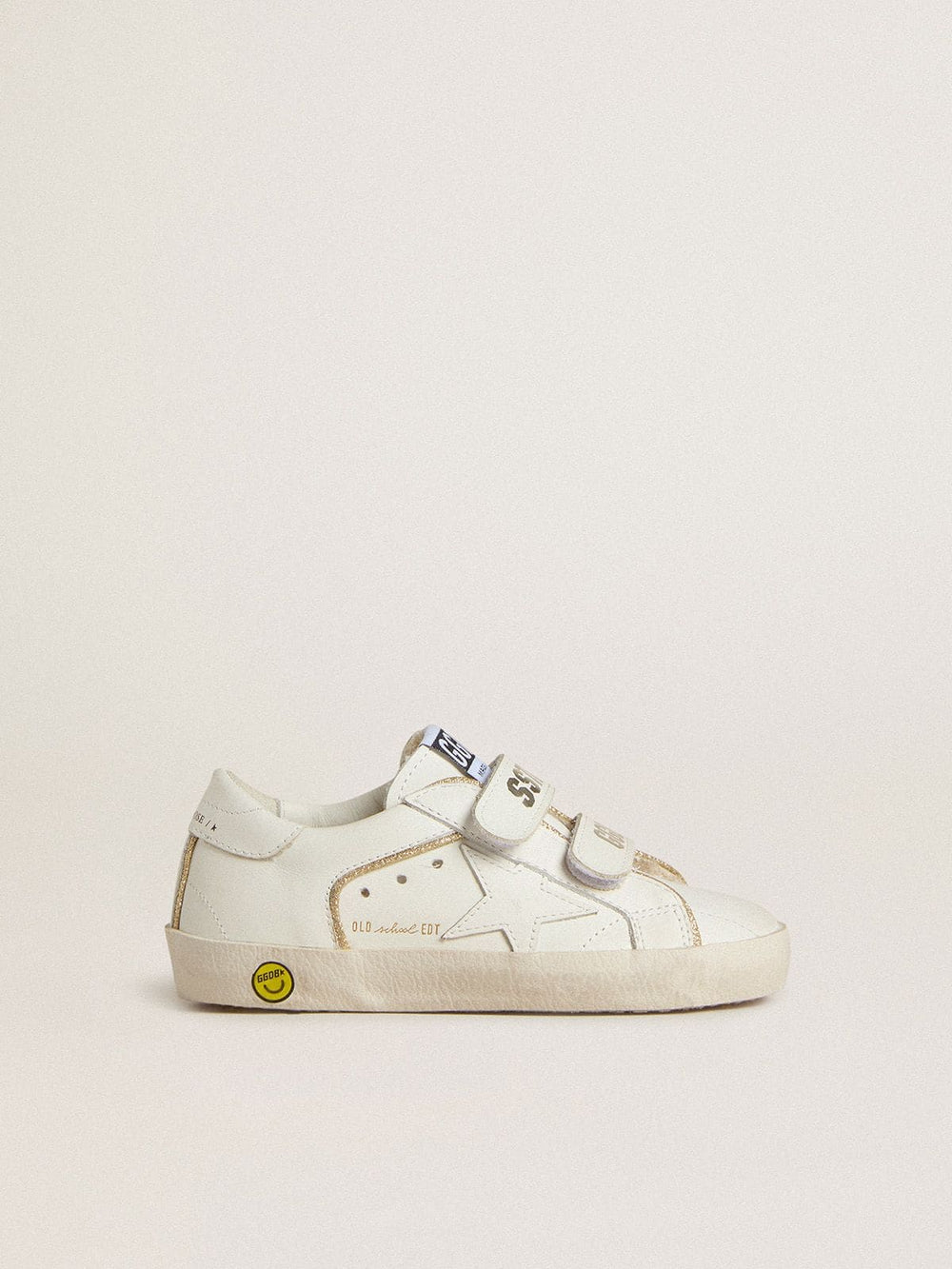 Young Old School in white leather with gold details