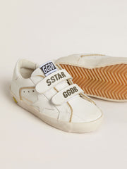 Young Old School in white leather with gold details