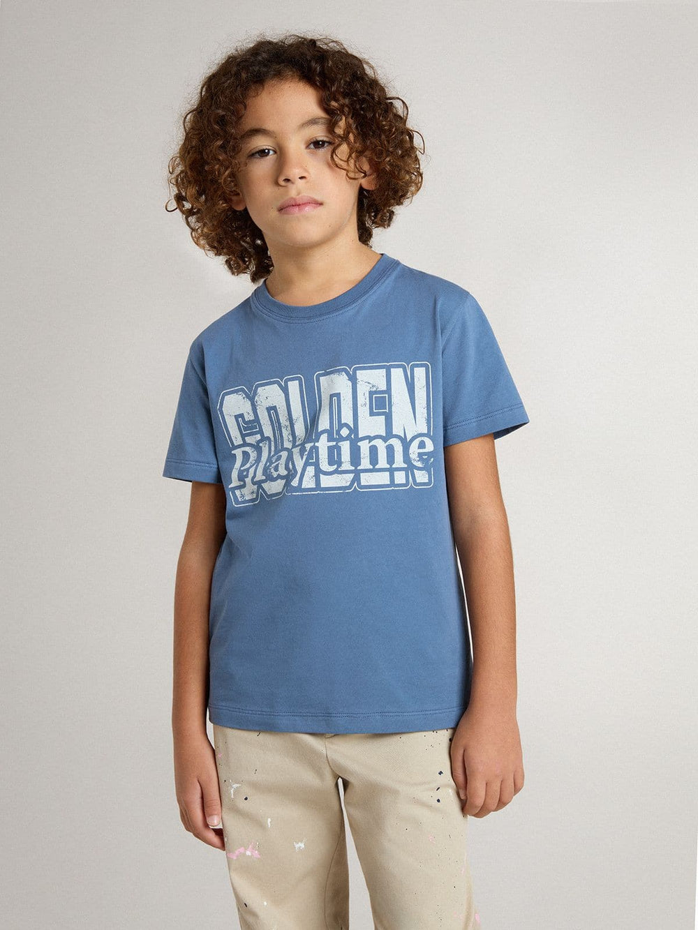 Boys' blue T-shirt with white print