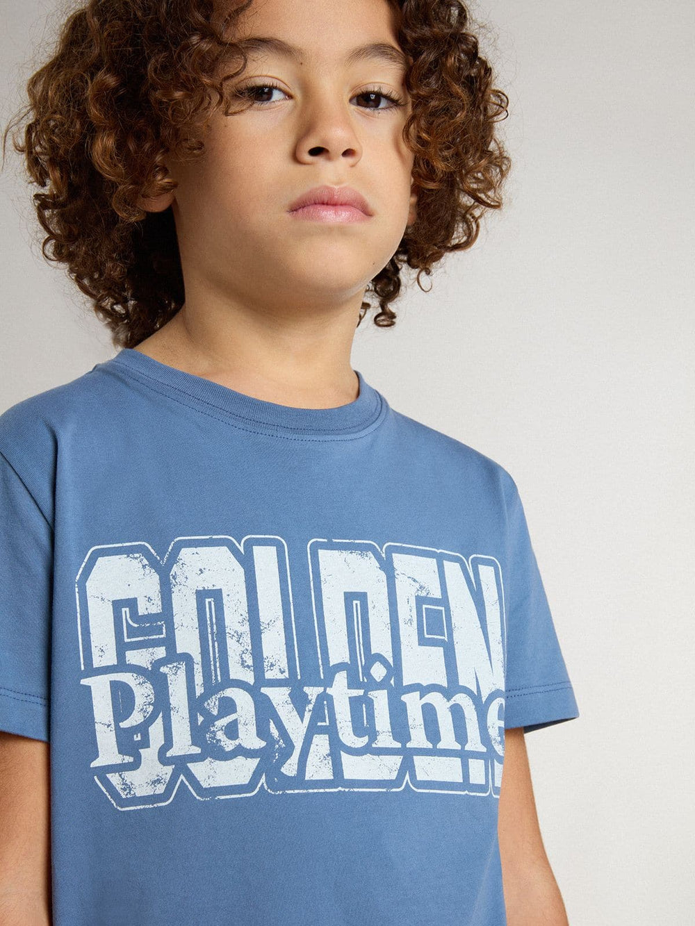 Boys' blue T-shirt with white print