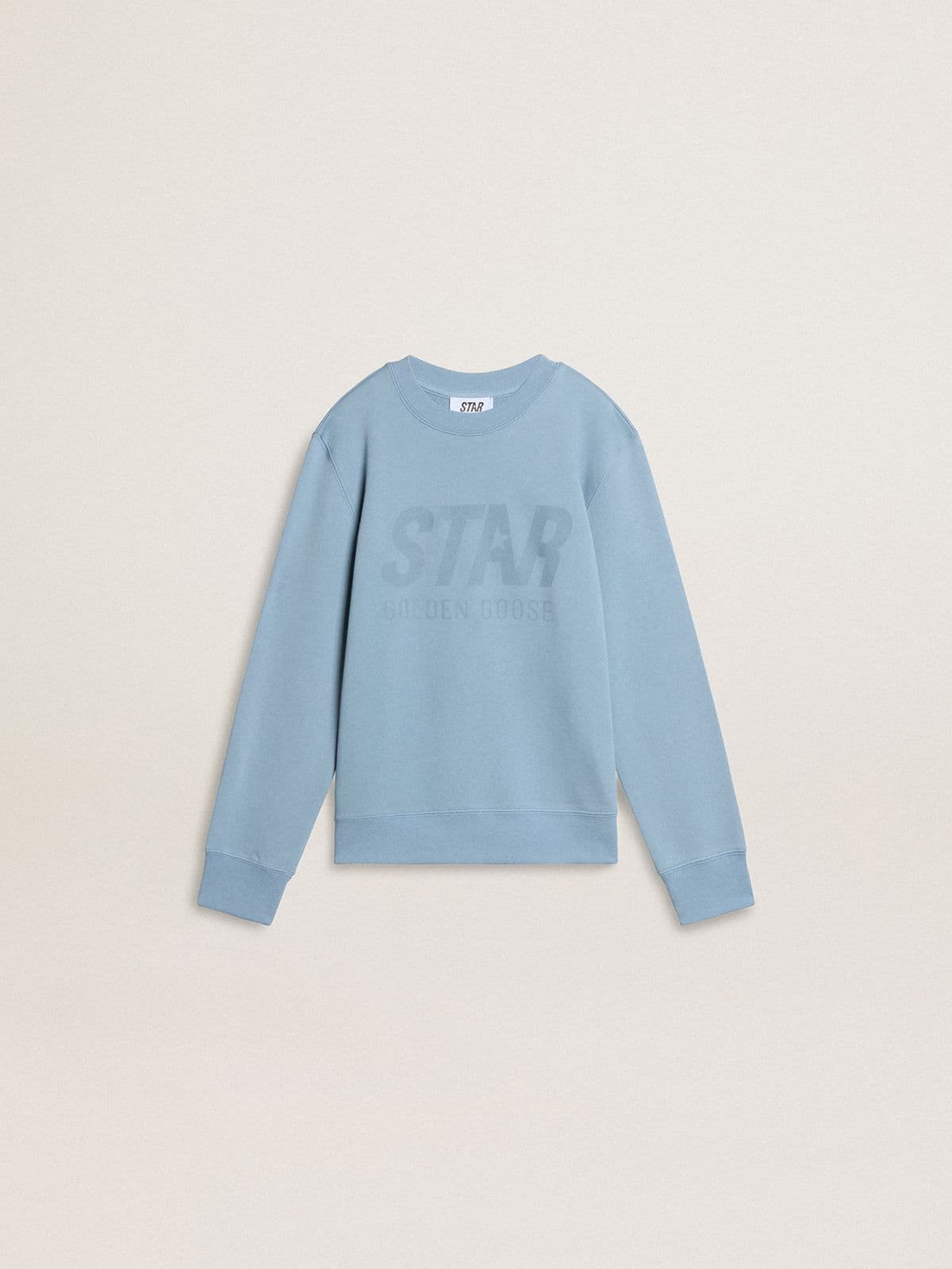 Boys' light blue sweatshirt with lettering on the front