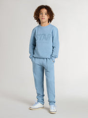 Boys' light blue sweatshirt with lettering on the front