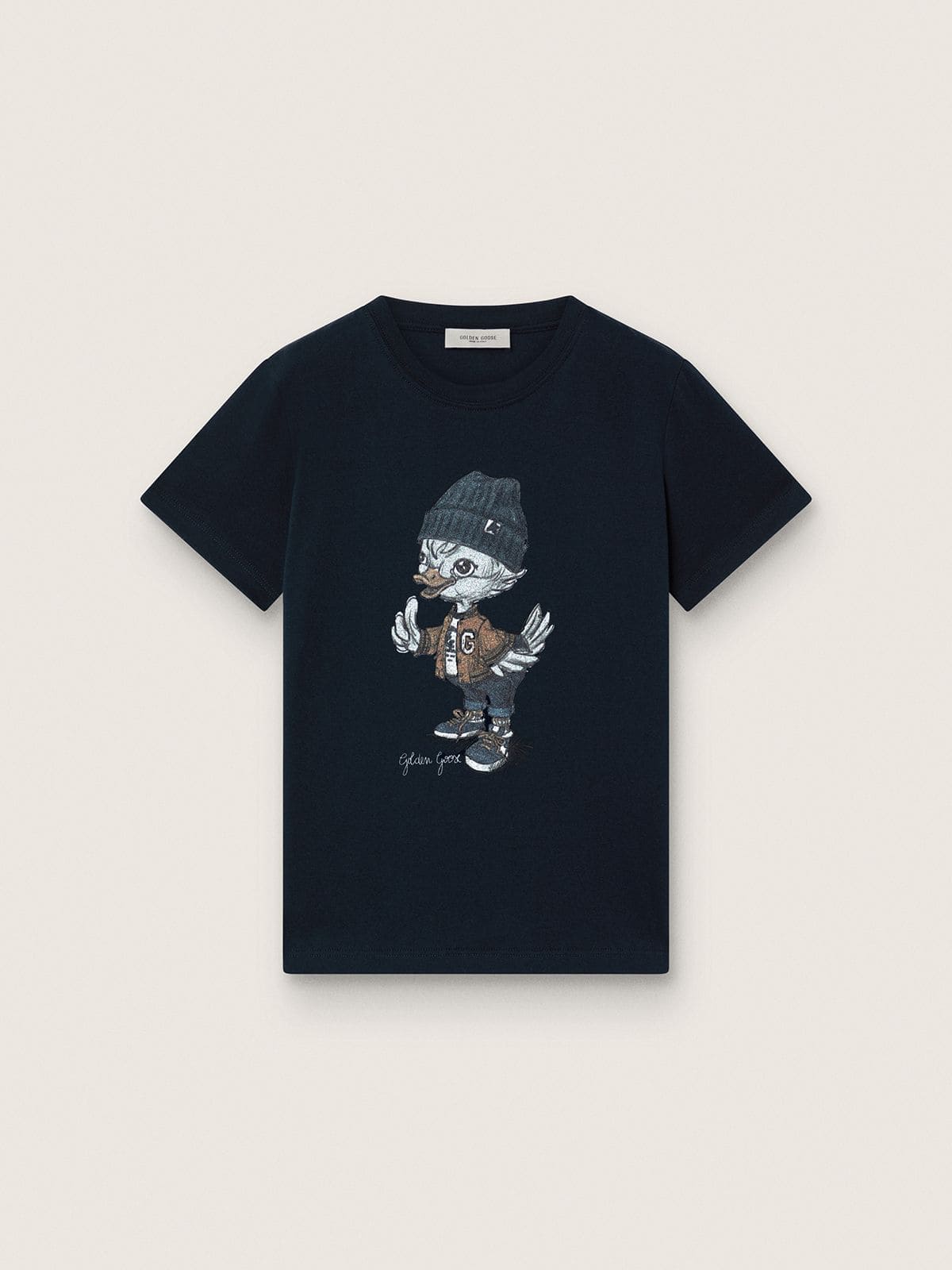 Journey T-shirt for boys in blue cotton jersey with digital mascot print