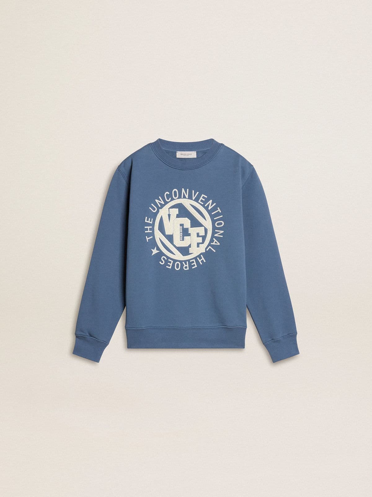 Kids’ blue sweatshirt with white embossed patches