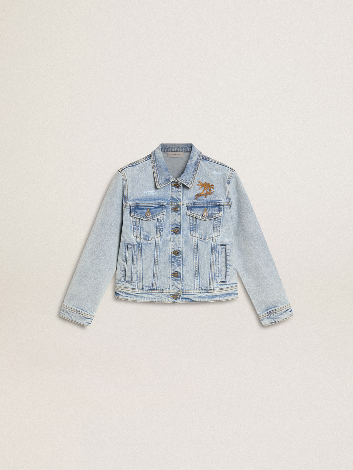 Light denim jacket with embroidery