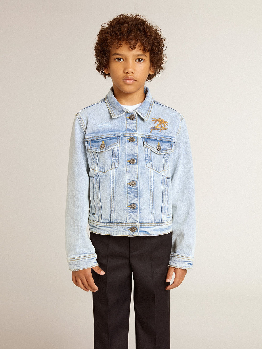 Light denim jacket with embroidery