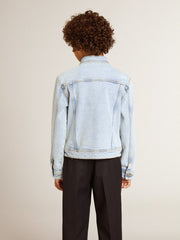 Light denim jacket with embroidery