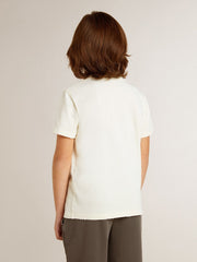 Boys' cream-colored T-shirt with raised logo