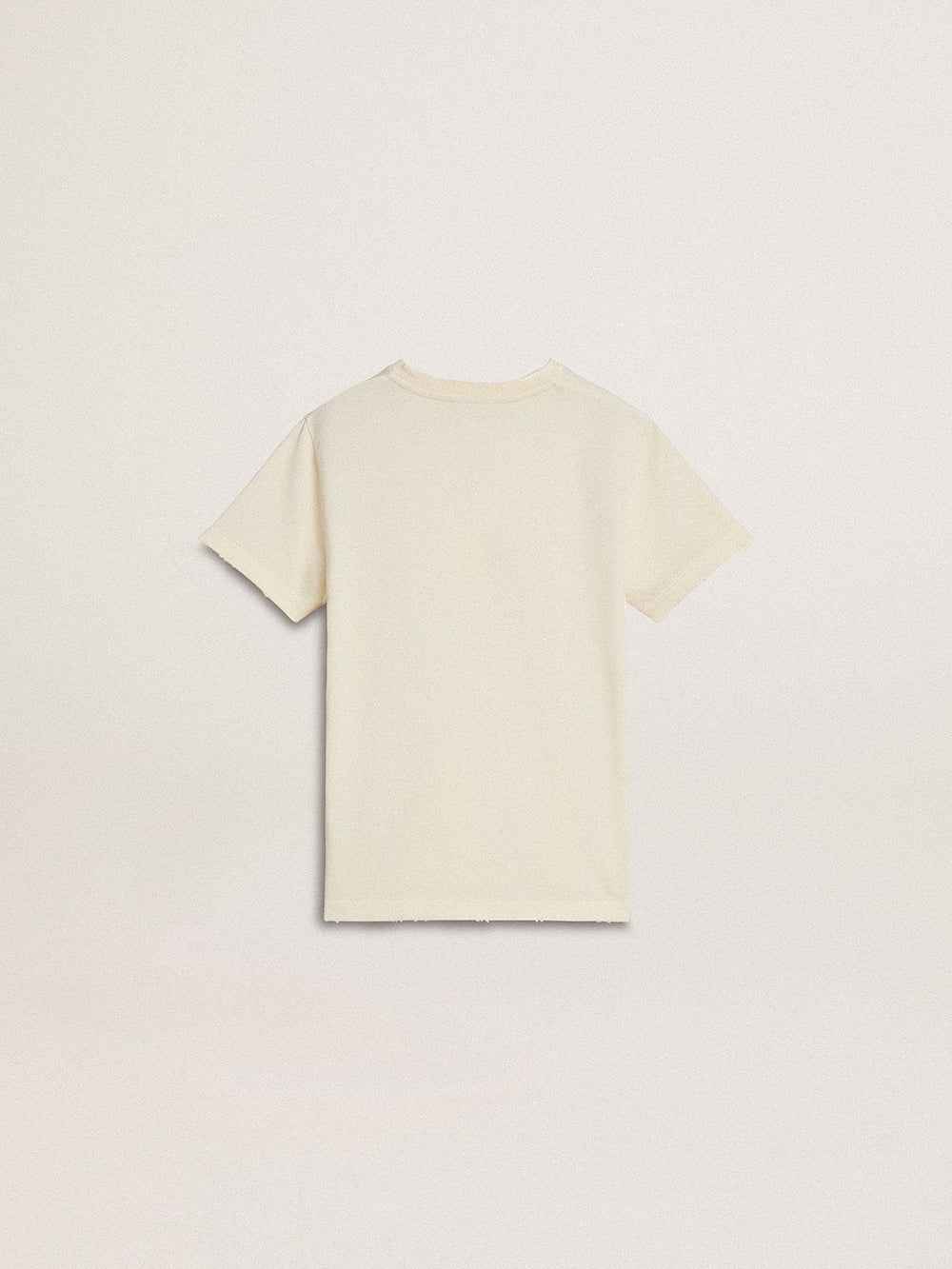 Boys' cream-colored T-shirt with raised logo