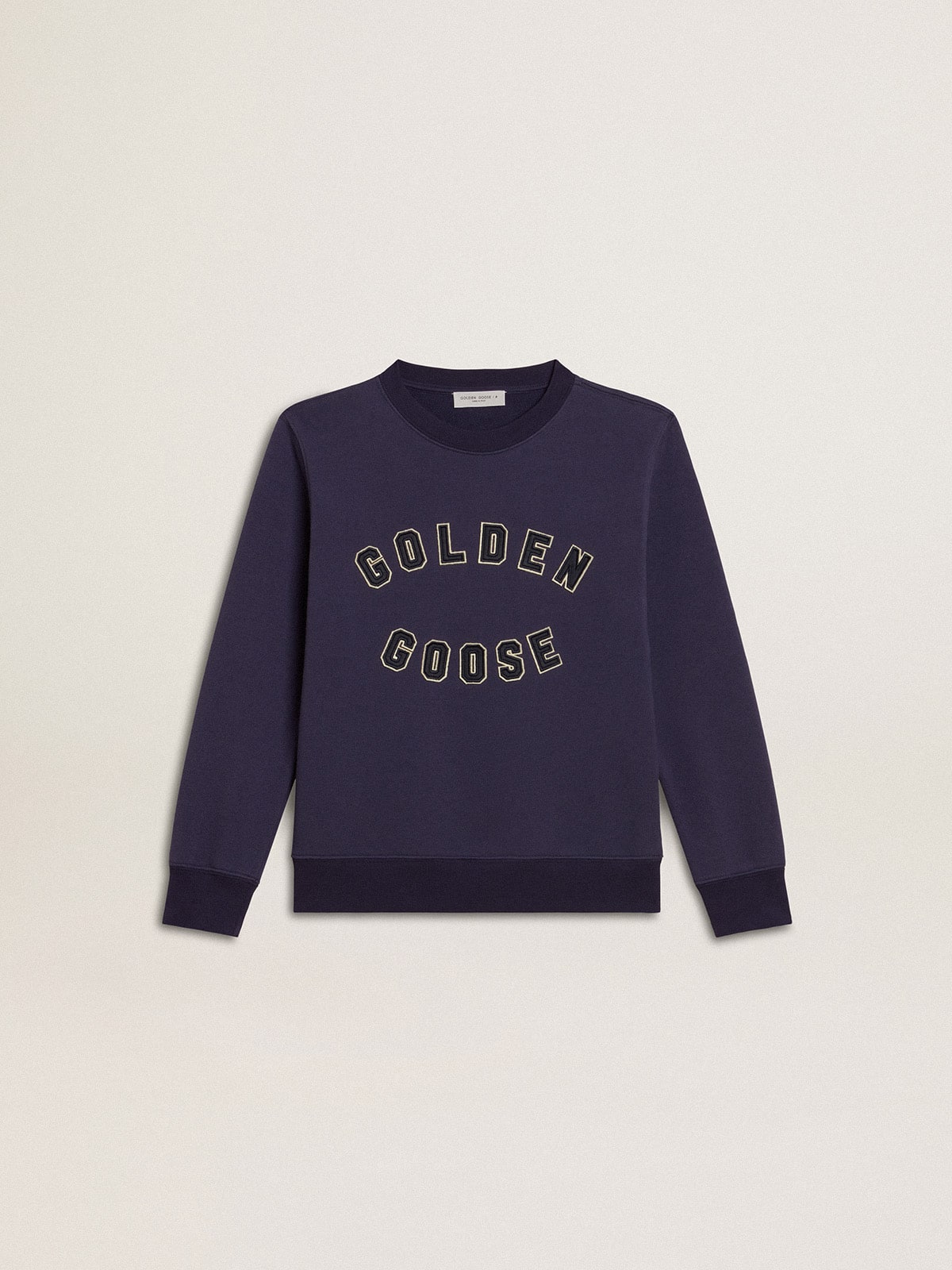 Blue-violet sweatshirt with Golden Goose lettering on the front