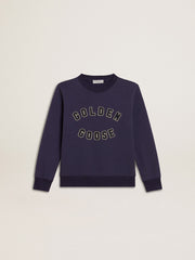 Blue-violet sweatshirt with Golden Goose lettering on the front