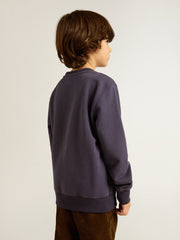 Blue-violet sweatshirt with Golden Goose lettering on the front
