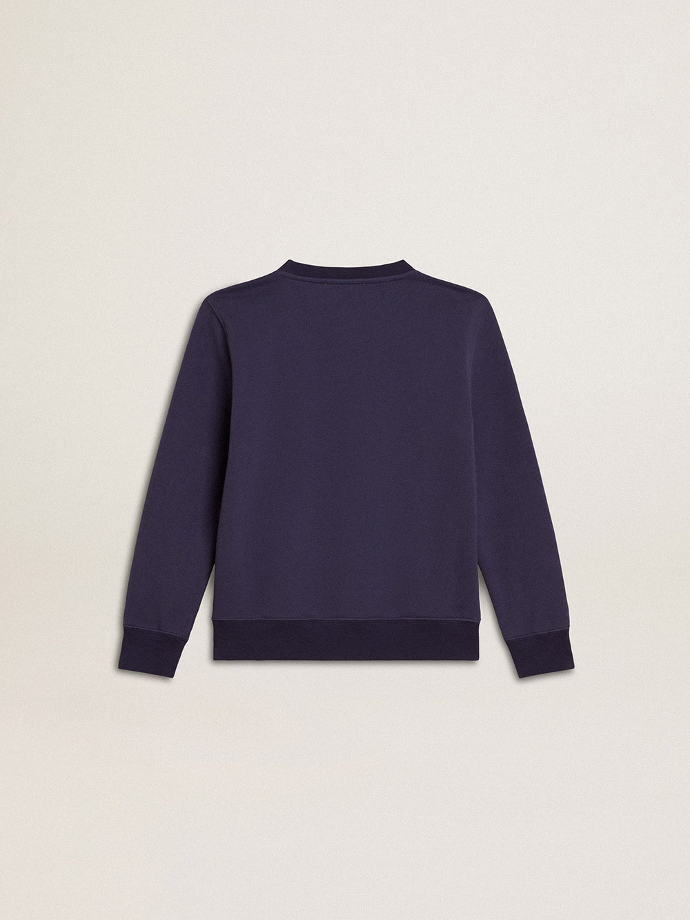 Blue-violet sweatshirt with Golden Goose lettering on the front