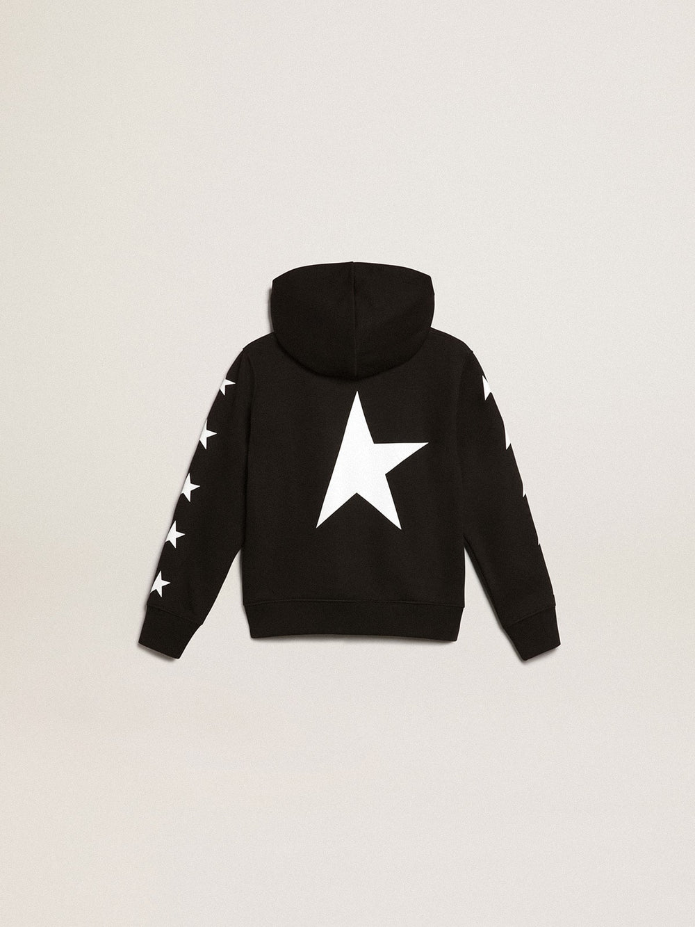 Boys’ hooded sweatshirt in black with contrasting white stars
