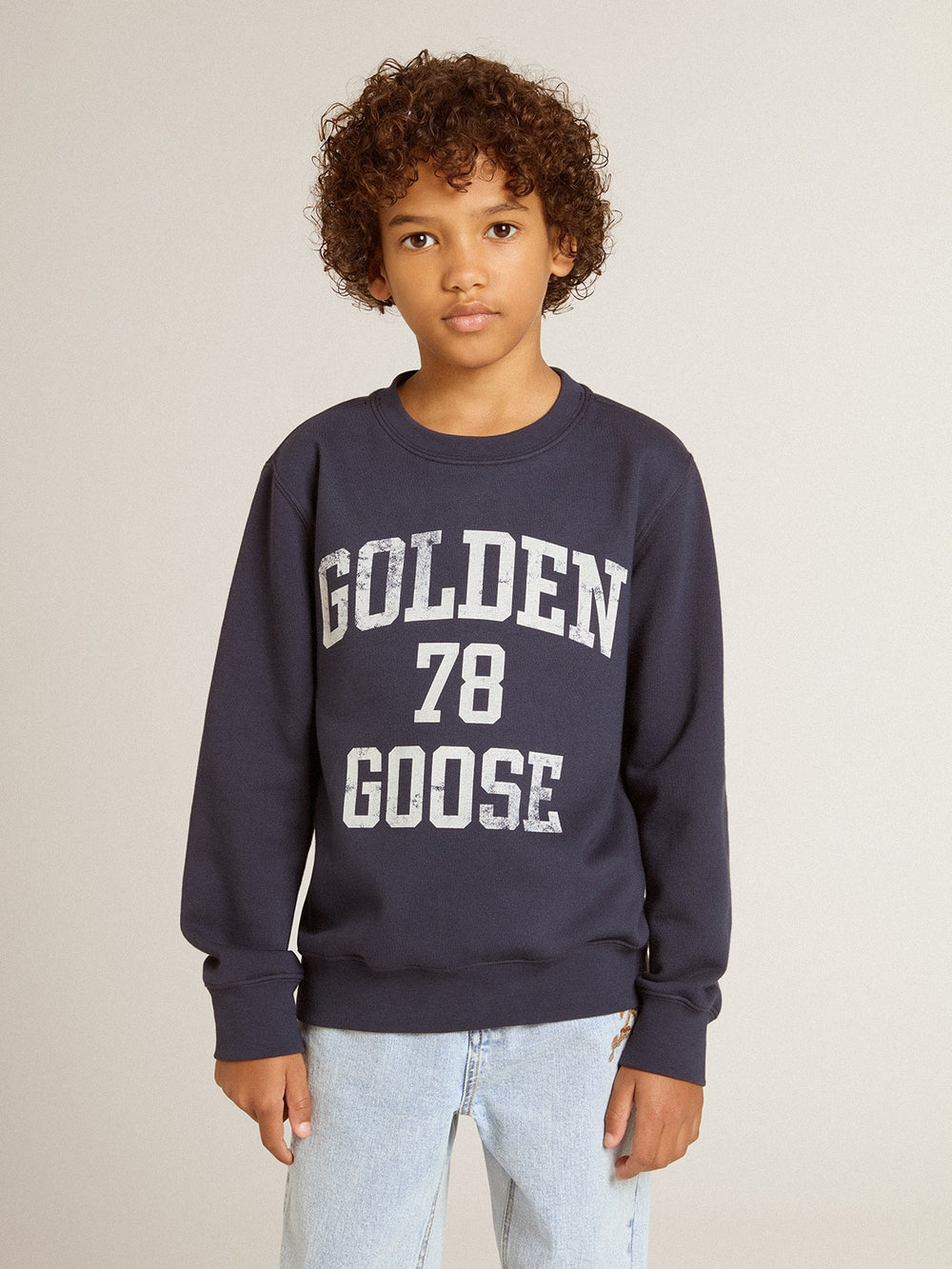 Boys' dark blue sweatshirt with white print